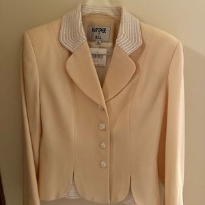 NWT Vintage Kasper for A.S.L cream and beaded wool suit size 6